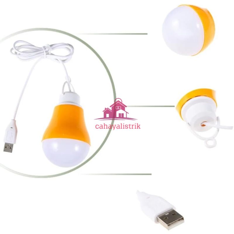 Lampu Bohlam USB 7 Watt LED Emergency Bulb 7W Colok Powerbank Laptop Saver Mobil Komputer Adaptor