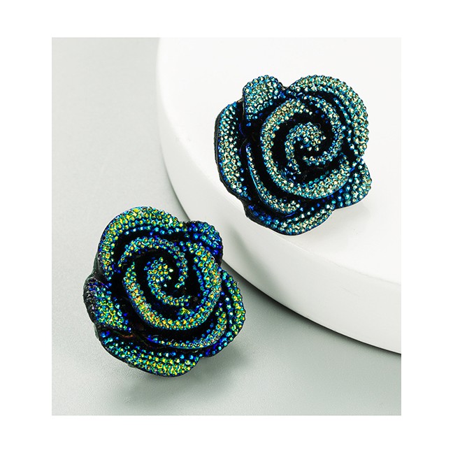 LRC Anting Tusuk Fashion Blue Rose Acrylic Earrings P50138