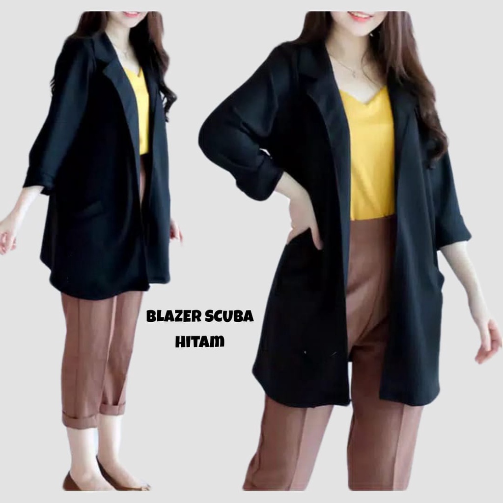 BLAZER WANITA/OUTER BLAZER BASIC SCUBA/BLAZER WANITA KOREA/OUTER POLOS SCUBA