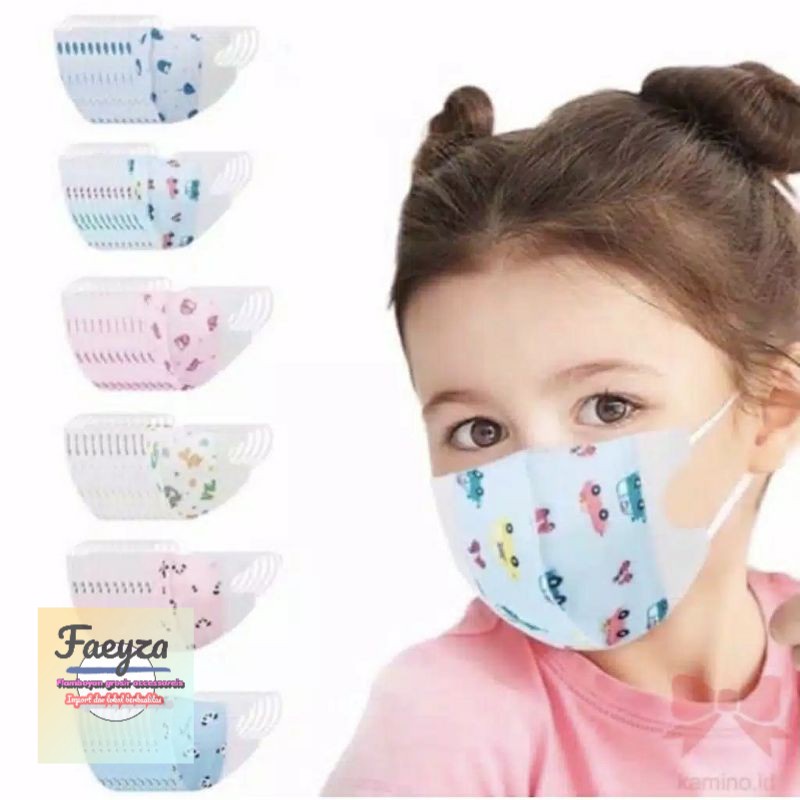 isi 50 pcs MASKER DUKBIL DUCKBIL ANAK Karakter 3 ply