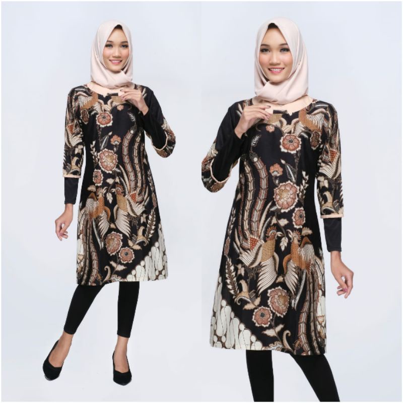 Baju Atasan Wanita Tunik Batik Jumbo Blouse Baju Kerja Wanita Big Size M L XL XXL 4L 5L MOR