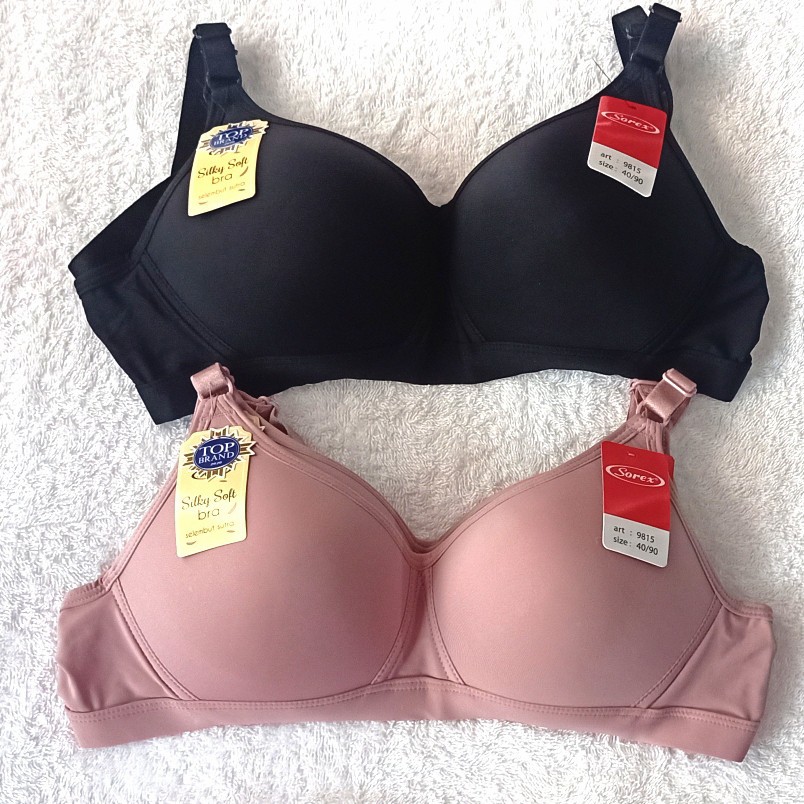 1 Pc BH SOREX 9815 - BRA CUP SEDANG - Setara A/B - Silky Soft Bra - Tanpa Kawat - Busa Sedang - 3 Kait