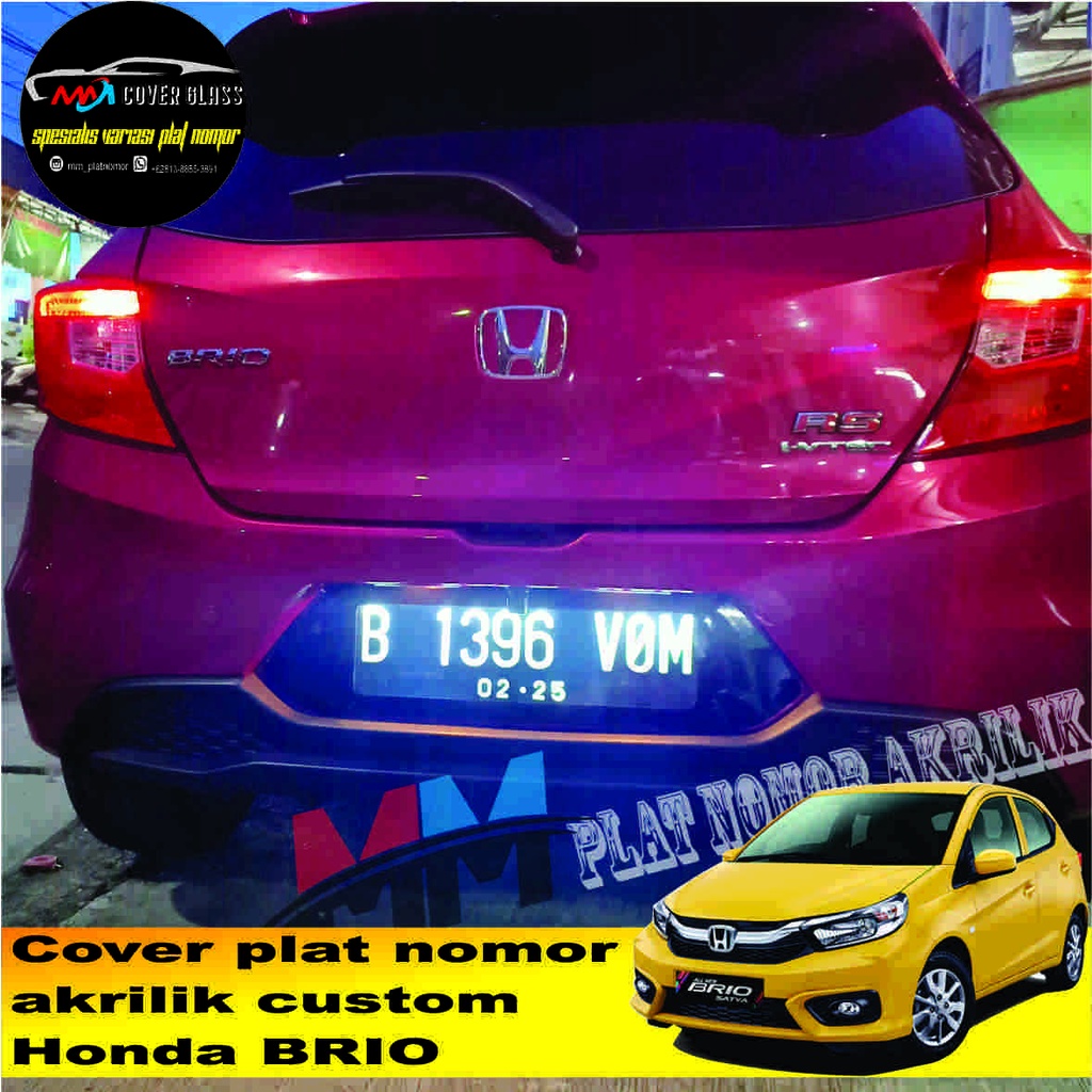 Cover Plat Nomor Mobil Akrilik cembung Acrylic Custom tatakan Dudukan Plat Nomer Tanpa Lampu HONDA B