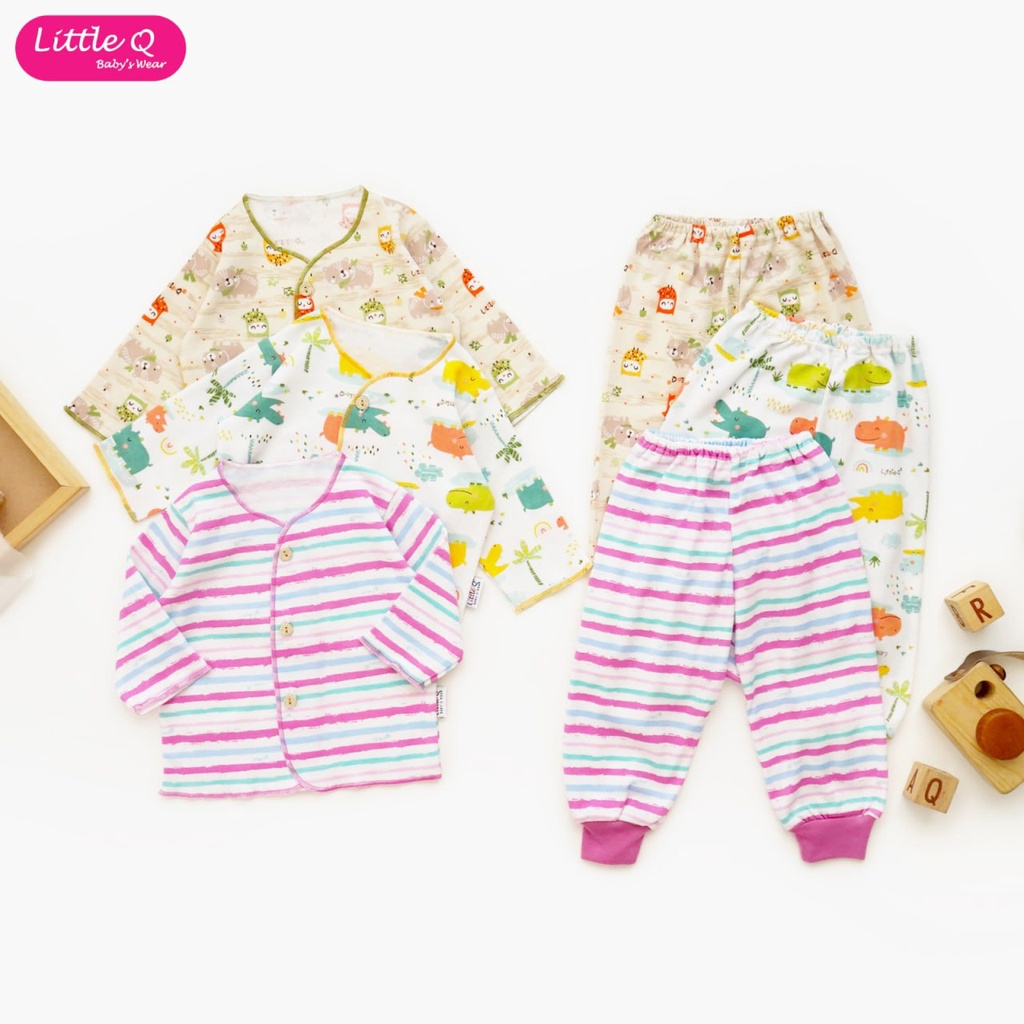 Little Q Setelan Baju Bayi Panjang dan Celana Panjang Motif Girl - LittleQ Piyama Panjang SNI