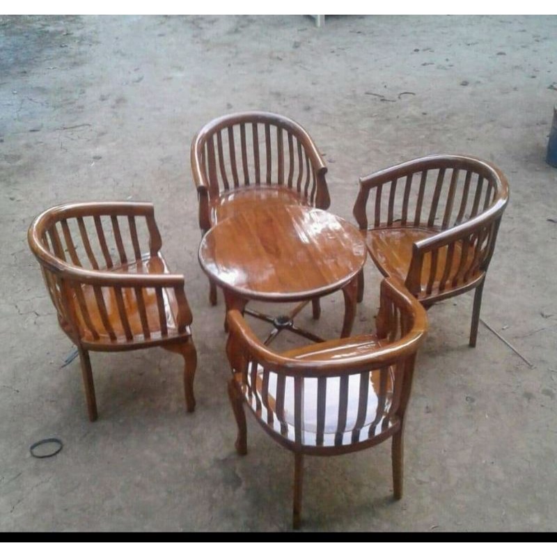 set kursi teras betawi kurung 4 kursi+meja/kursi betawi kayu jati