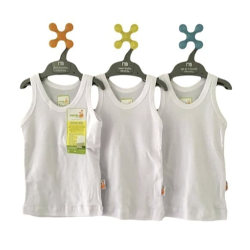 Singlet Velvet Junior putih 6pcs Singlet kaos dalam anak berbagai ukuran