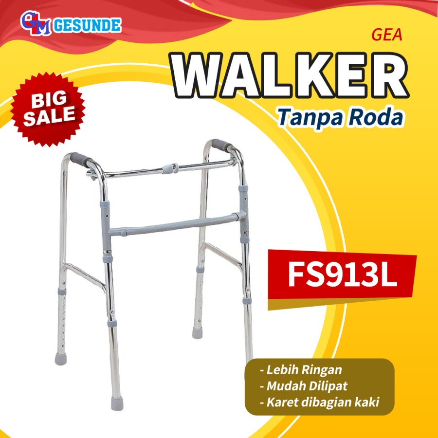 Walker Manula FS913L - Walker Tanpa Roda Alat Bantu Jalan Empat Kaki Lansia GEA SELLACO