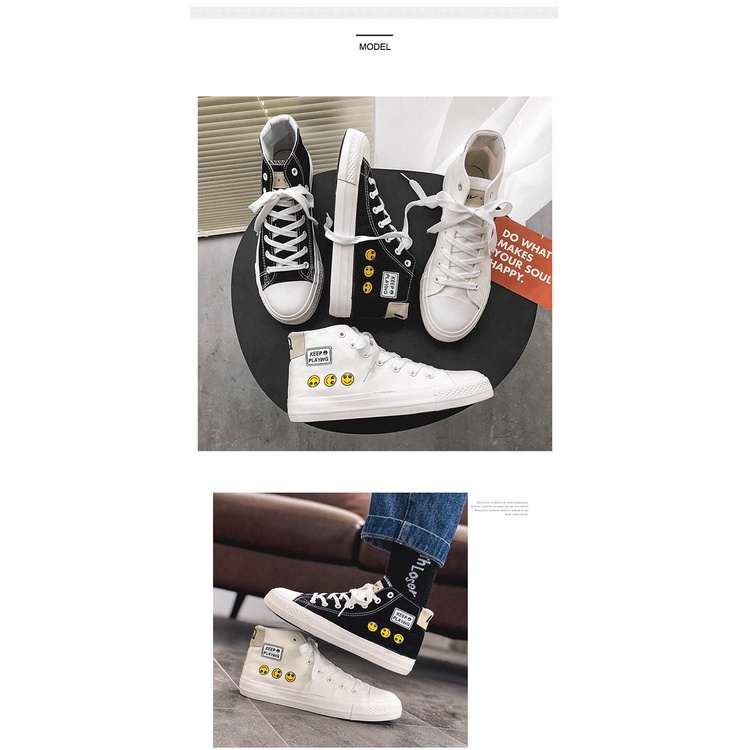 [ PAKAI DUS SEPATU ] IDEALIFESHOES Sepatu Woman Wanita Sneakers Cewek Putih Import Shoes High Top Kanvas Hitam kekinian KYB-33