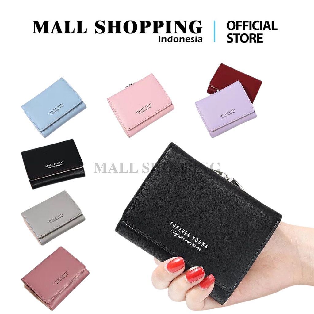 (COD) Dompet Lipat Wanita Dompet Mini Dompet Kulit Lipat MALL SHOPPING