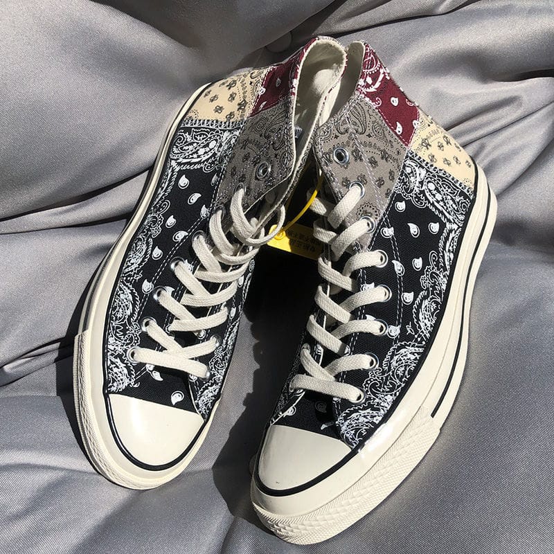 HS-0256 Terbaru Sepatu Kanvas Wanita Dan Pria Canvas Import Original Sneakers Motif Batik Tebal Tren Terkini Elegan Mewah Keren-Sepatu Sneakers Canvas Wanita Import Premium sytel Korea