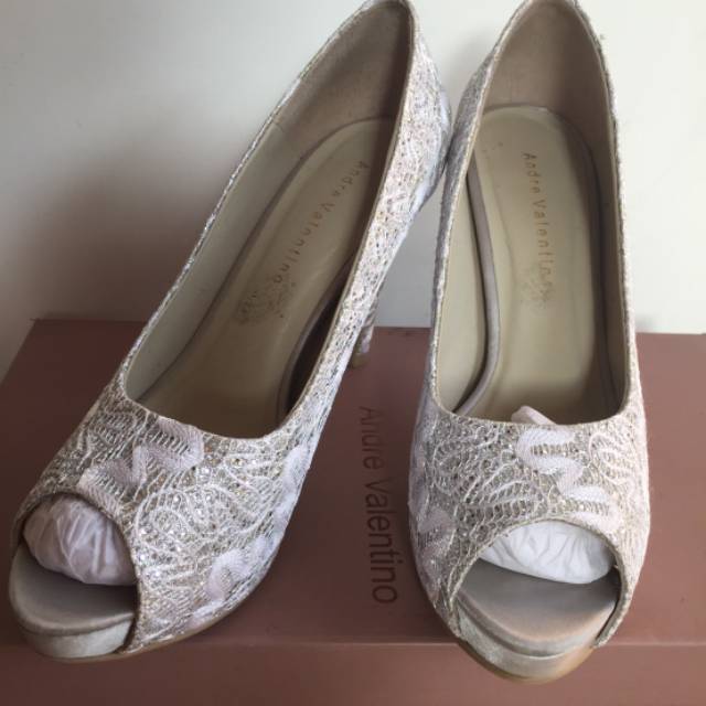PRELOVED Andre Valentino Evening Shoes Silver Size 36