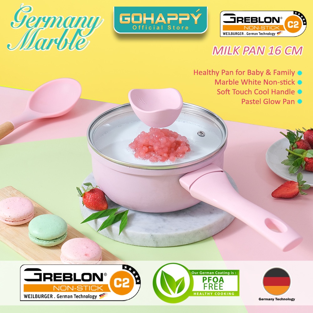 Panci Marble German Milk pan GHG70 Gohappy Germany ORIGINAL Greblon C2 Panci mpasi anak bayi