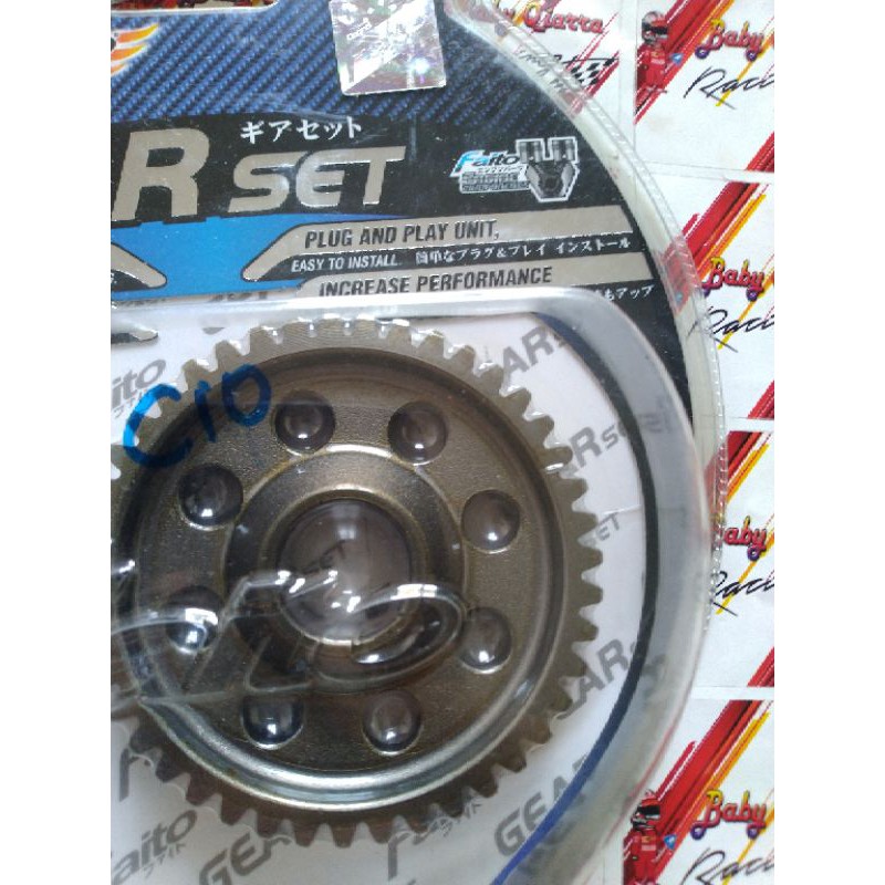 RASIO GIR GEAR RACING GEAR SET FAITO RACING HONDA BEAT KARBU 13 MATA T 43 T GIGI MATA TERBARU