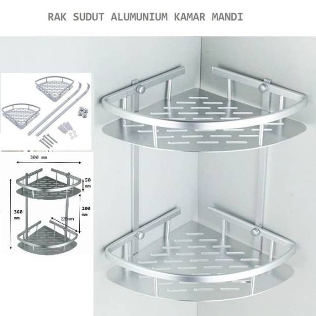 Rak sudut dinding toilet aluminium