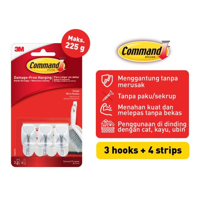 Cuci Gudang Awal Tahun Command 3M Gantungan Small Wire Hook dengan Perekat Kuat 17067 Cuci Gudang Aw