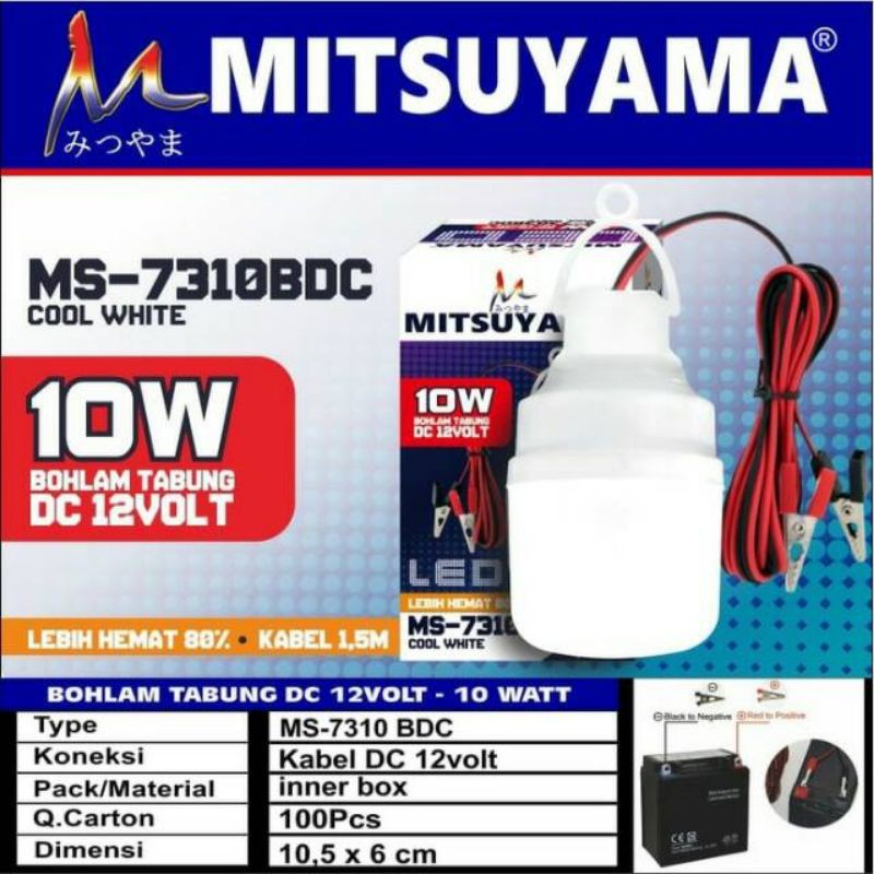 Lampu Bohlam LED Tabung MS-7310 BDC aki 10 watt 12V