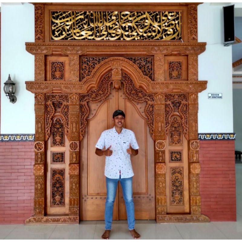 Promo Pintu gebyok ukir kaligrafi kayu jati jepara