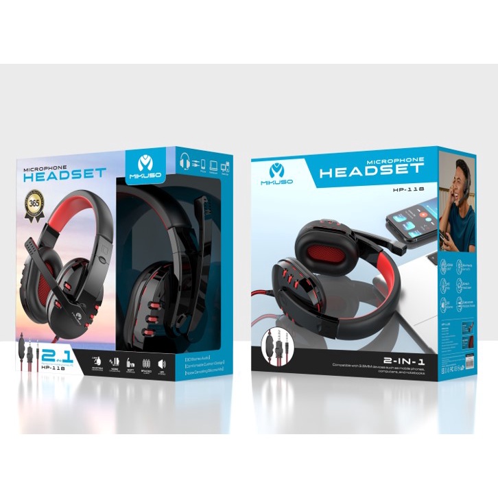 Headset Mikuso HP-118 Headphone Gaming Microphone