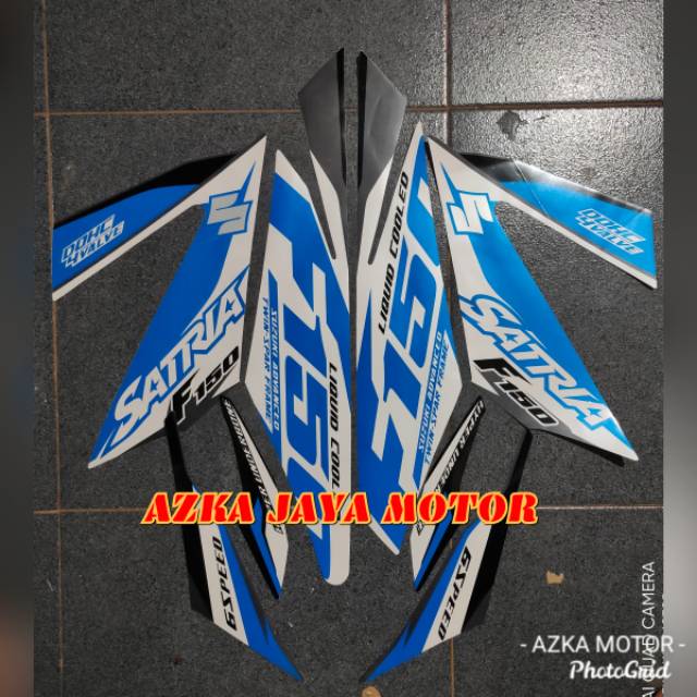 Sticker Striping Suzuki Satria Fu 150 Fi injeksi 2016 putih biru
