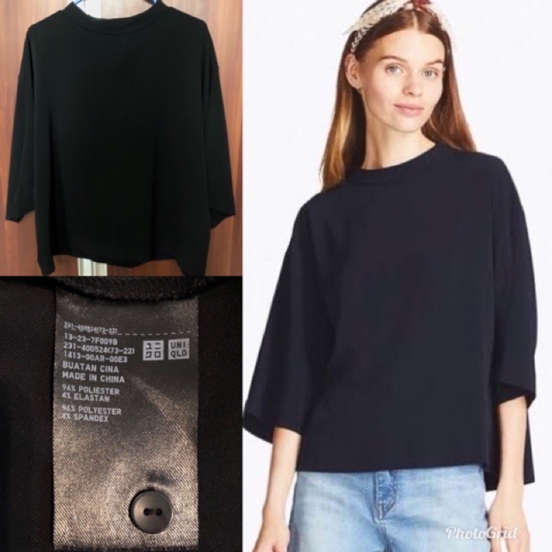 Uniqlo Unq Women Blus Drape Mock Neck Lengan 3/4