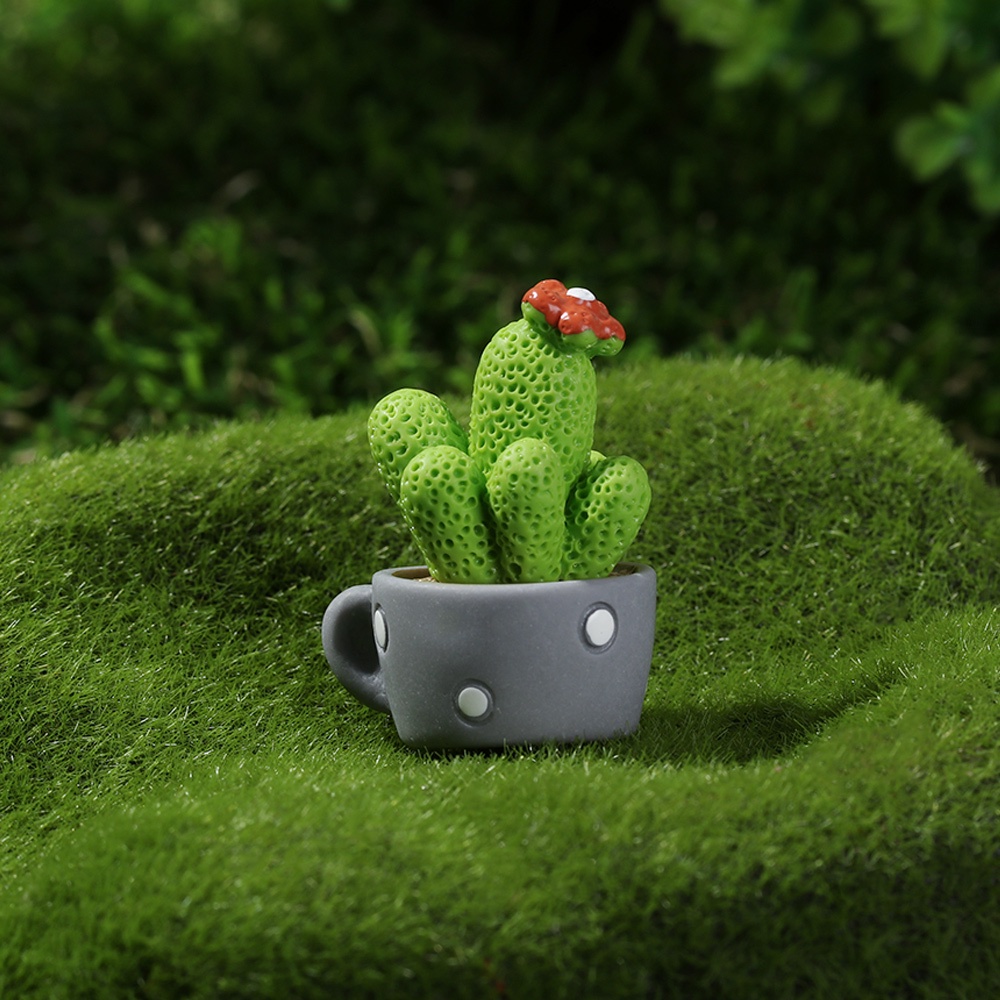 SHOUKEYY Funny Cactus Flower Pot Succulent Plants Mini Sculpture Fairy Garden Miniature Ornament Dollhouse Supplies DIY Outdoor Accessories Car Home Decor