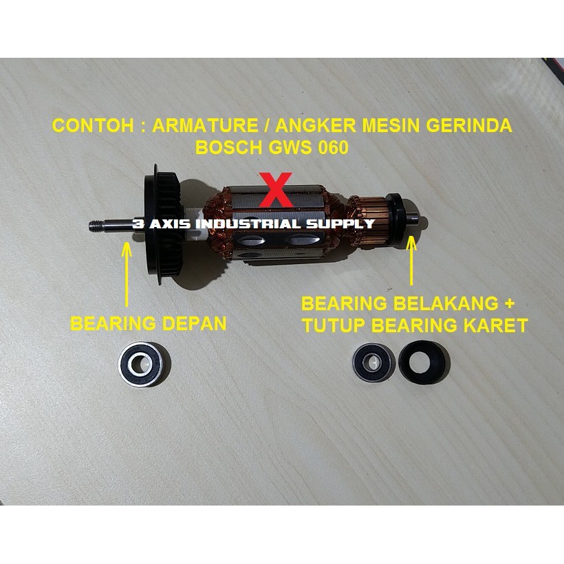 Bearing Set Mesin Gerinda Bosch GWS 060 - Bearing Depan Belakang+Karet