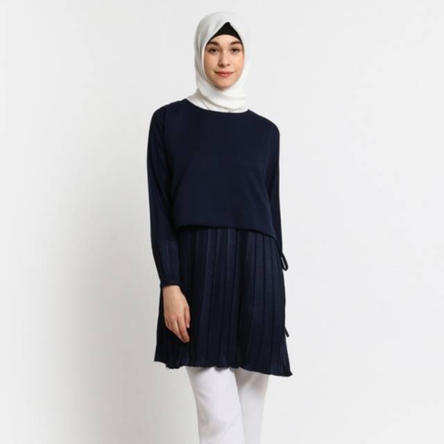 Le Najwa Ines Tunik Pleats Navy