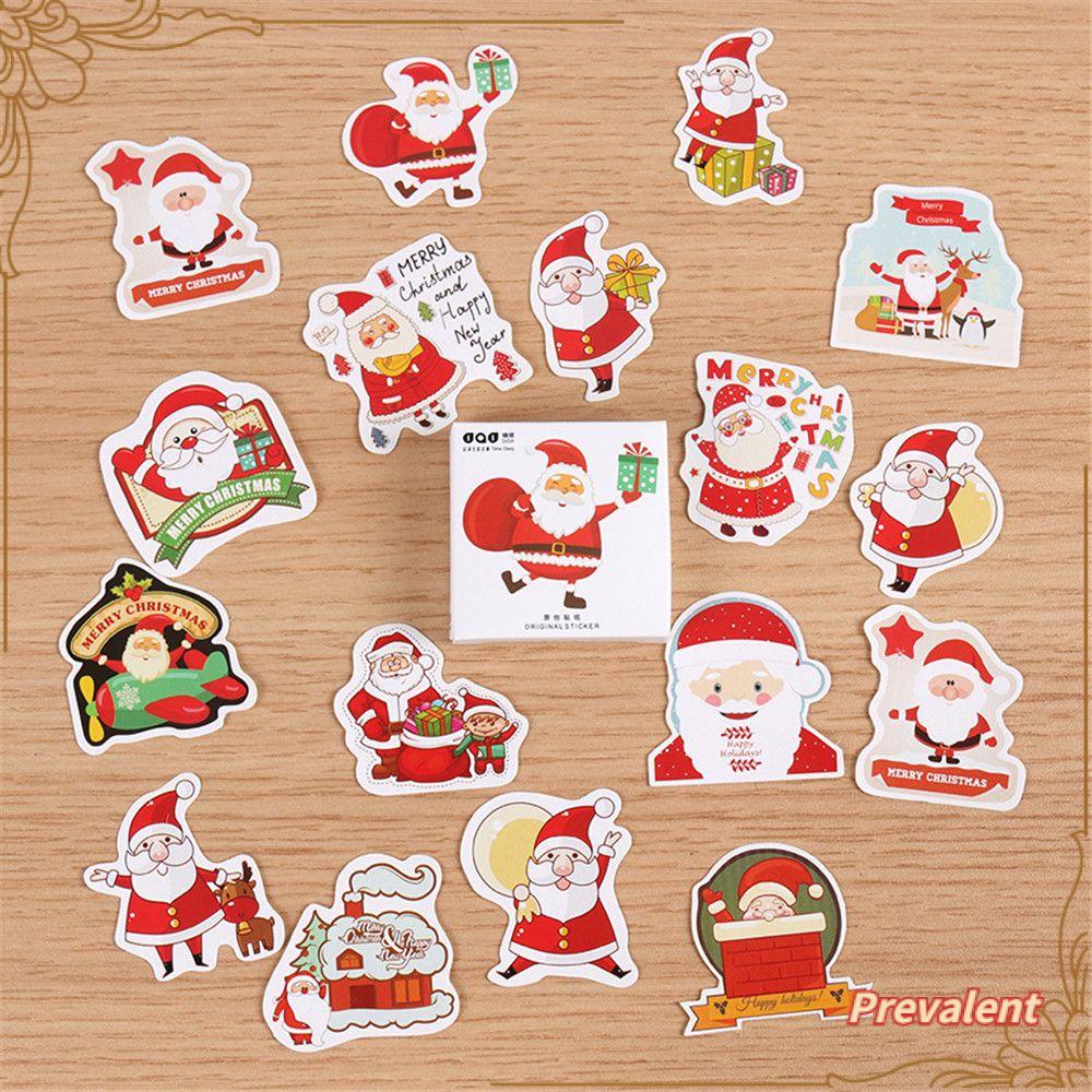 48pcs / Kotak Stiker Kertas Motif Natal Untuk Dekorasi Diary / Album