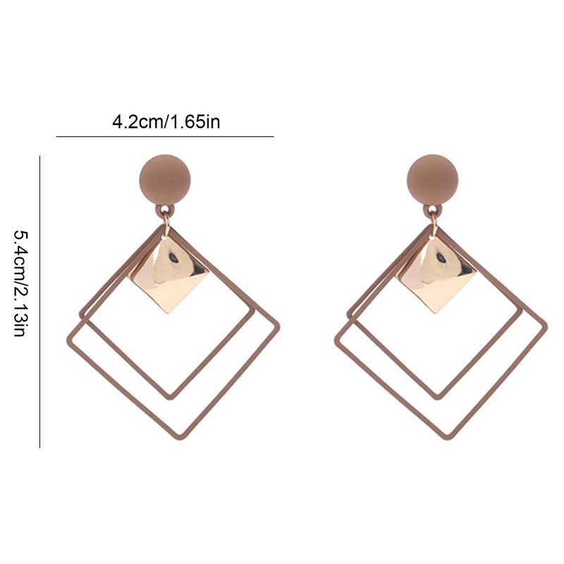 Anting Panjang Bentuk Persegi Geometris Matte Gaya Eropa Amerika Untuk Wanita