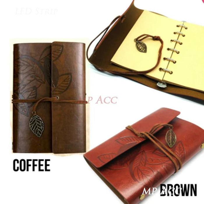 

Diary Buku Catatan Binder Kulit Retro Vintage Leaf Kertas