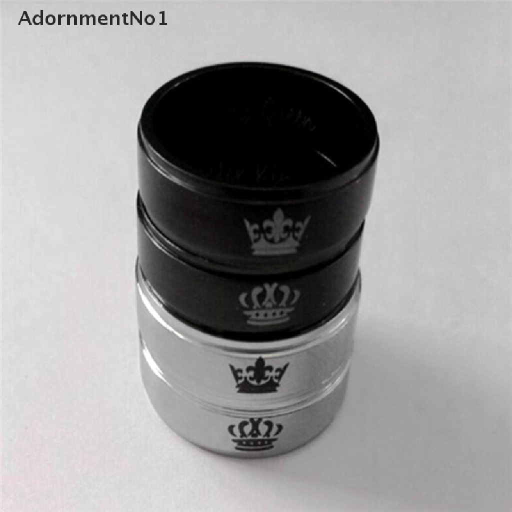 (AdornmentNo1) Cincin Stainless Steel Motif Tulisan HIS QUEEN / HER KING Untuk Pasangan / Pria / Wanita