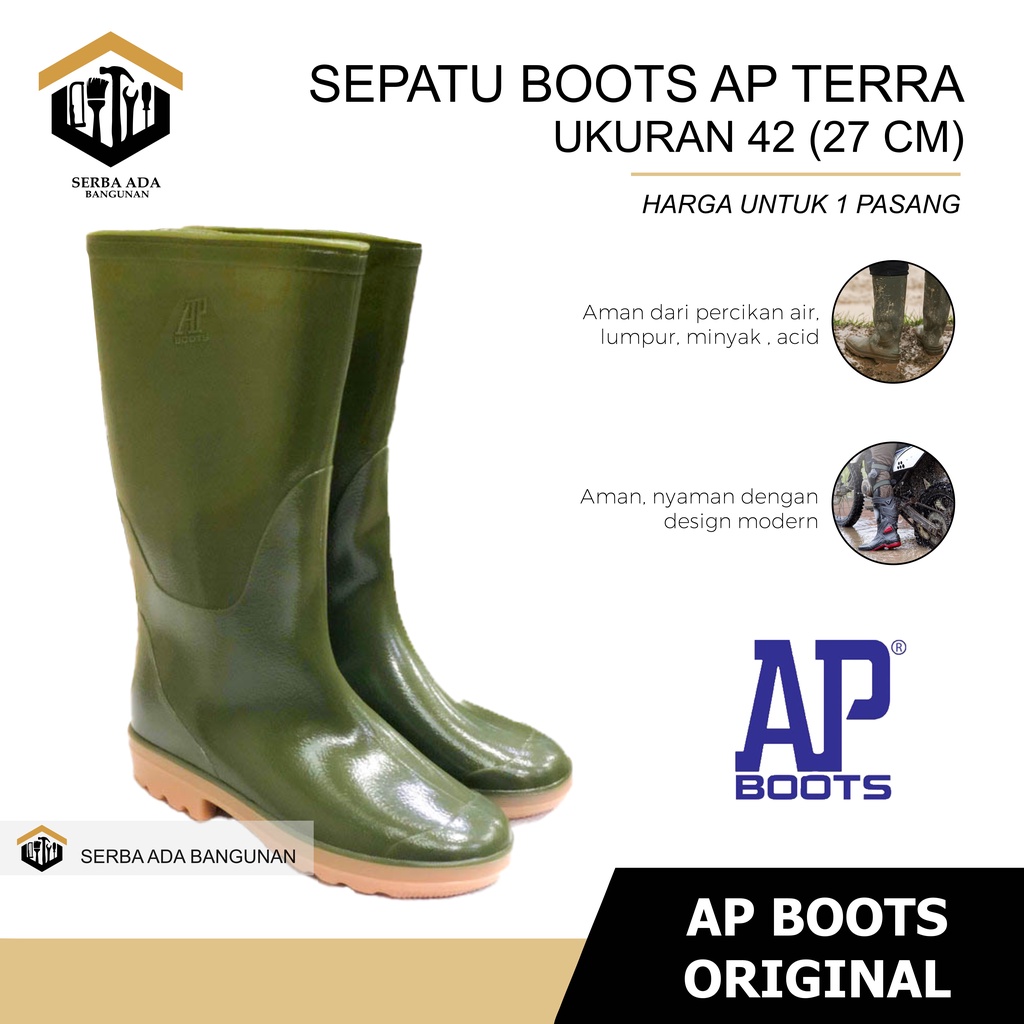 SEPATU SAFETY BOOTS MODEL PANJANG ECO HIJAU SIZE 40-42 AP ORIGINAL 100%