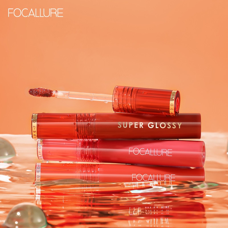 Focallure Mirror Lip Tint Gloss Jelly-Clear Dewy Lipstick Tahan lama Lipstick