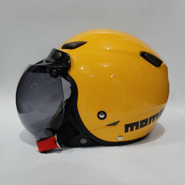 Helm JPN Momo Retro Kaca kuning gloss Kawai