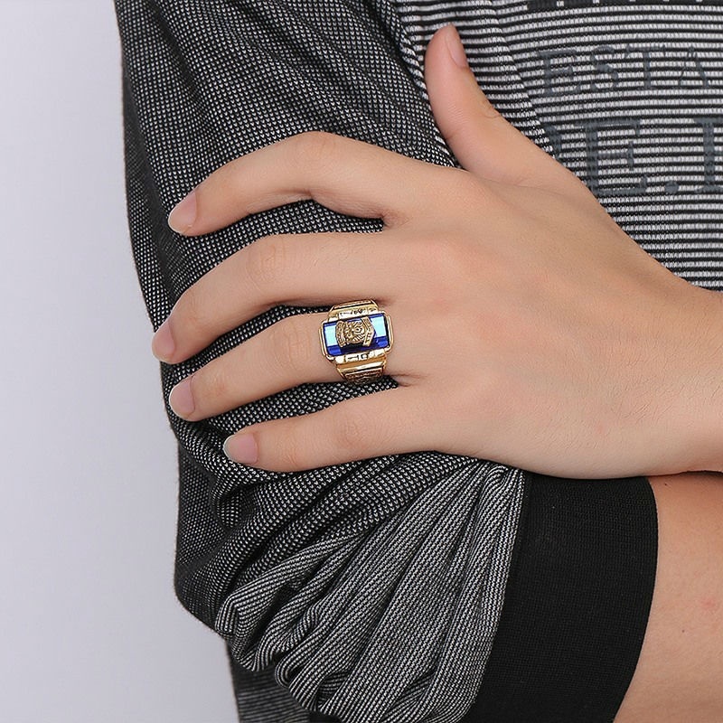 2022 Cincin Batu Zircon Warna-Warni Bahan Stainless Steel Ukuran Besar 1973 Untuk Pria