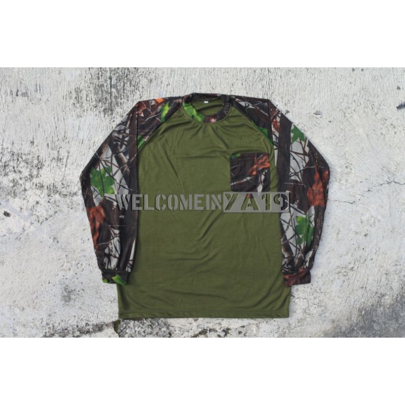 Raglan T-Shirt Combination Camouflage / Kaos Raglan Mix Loreng Camo Perbakin