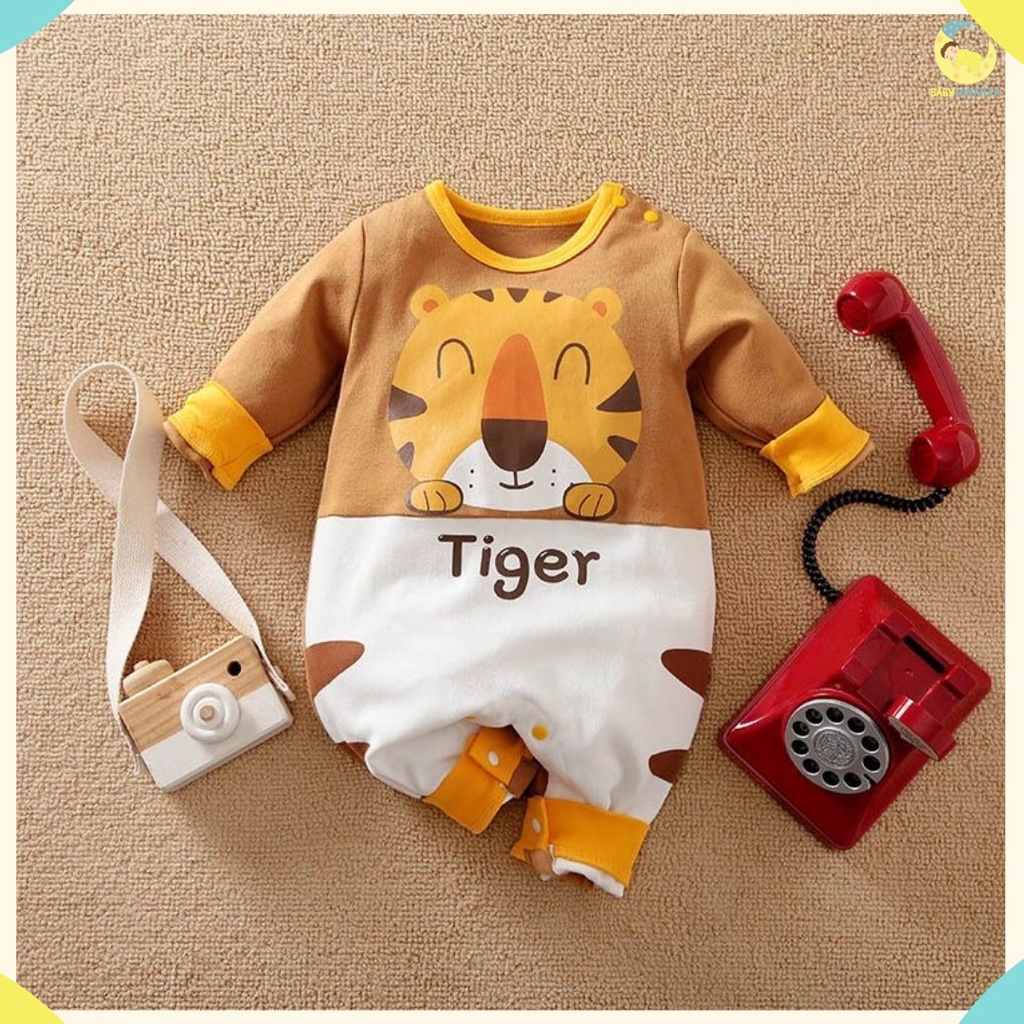 [COD]  jumper bayi lengan panjang motif TIGER COKLAT LUCU 0-2 TAHUN / jumper bayi lakilaki import Korea/Babylovanta / jumper karakter BA-261