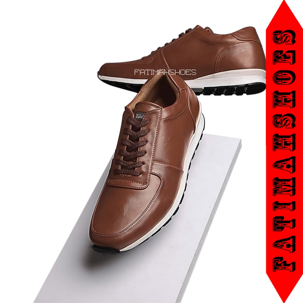 Sepatu Sneakers Original Kasual Fashion Pria FATIMAHSHOES Kulit Pu Sepatu Kets
