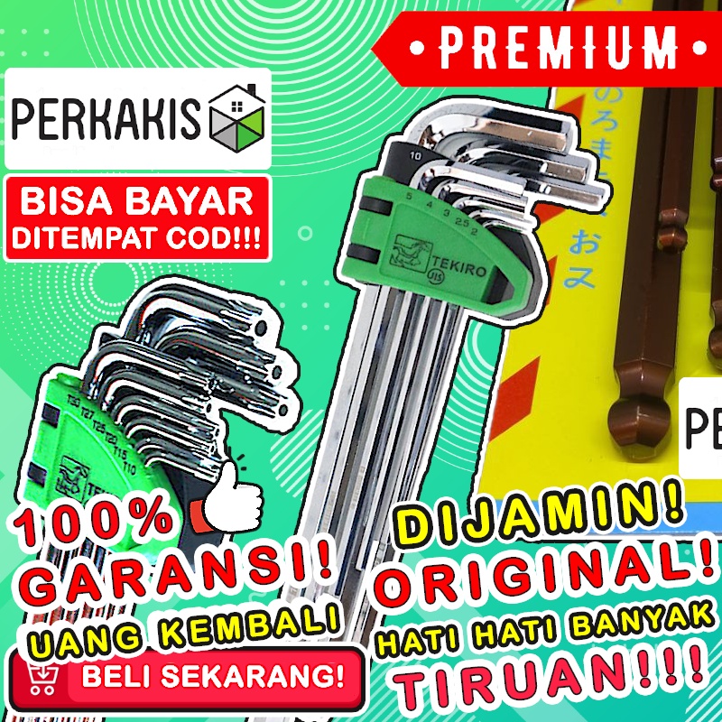 Kunci L Set Bintang Tekiro Bengkel Alat Paket Original 1 T25 Lengkap T40 Panjang Lubang Lipat Lippro