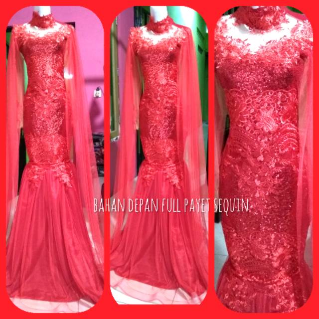 baju singer/baju penyanyi/gaun penyanyi merah payet