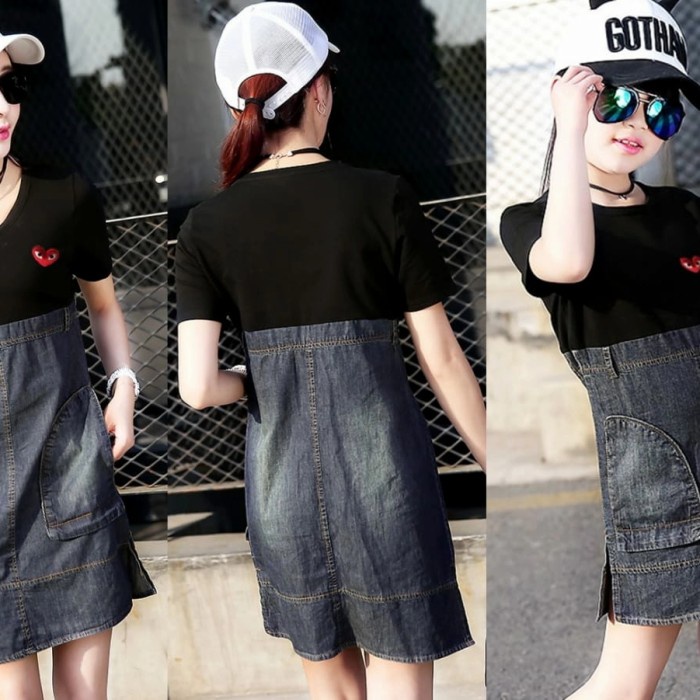 DRESS WANITA DENIM COMME DES GARCONS PLAY LOGO LOVE