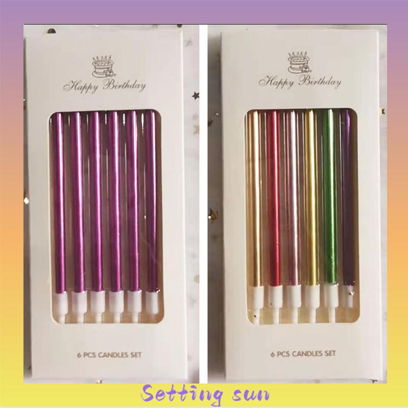 Lilin Pensil Isi 6Pcs - Dekorasi Pesta Ulang Tahun Lilin Panjang Birthday TN