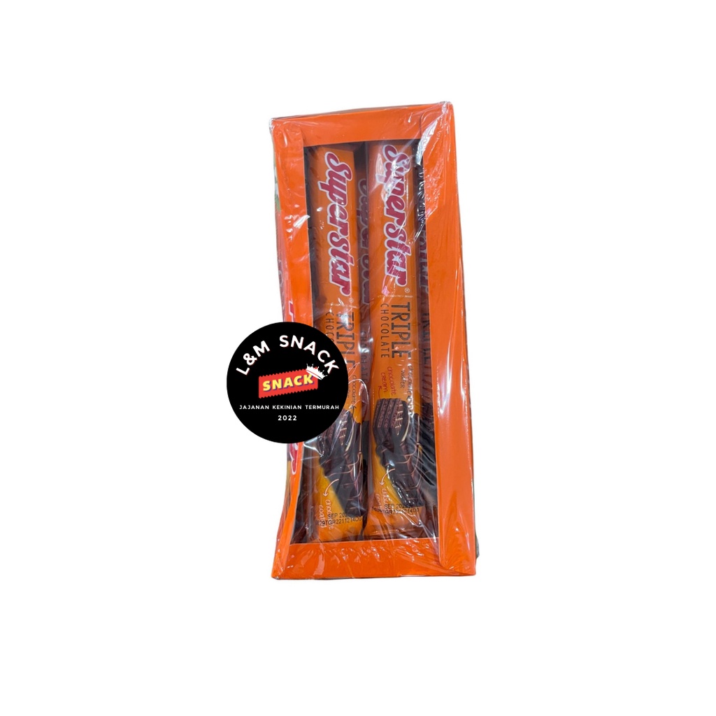 Superstar Triple Chocolate Roma Wafer Cokelat 1 Pack 12 pcs @18gr