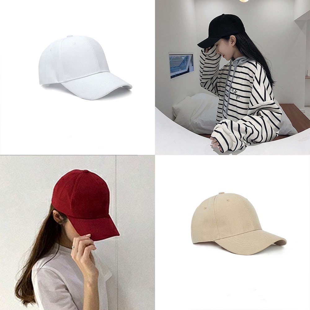 1pc Topi Baseball Warna Polos Gaya Korea Untuk Olahraga