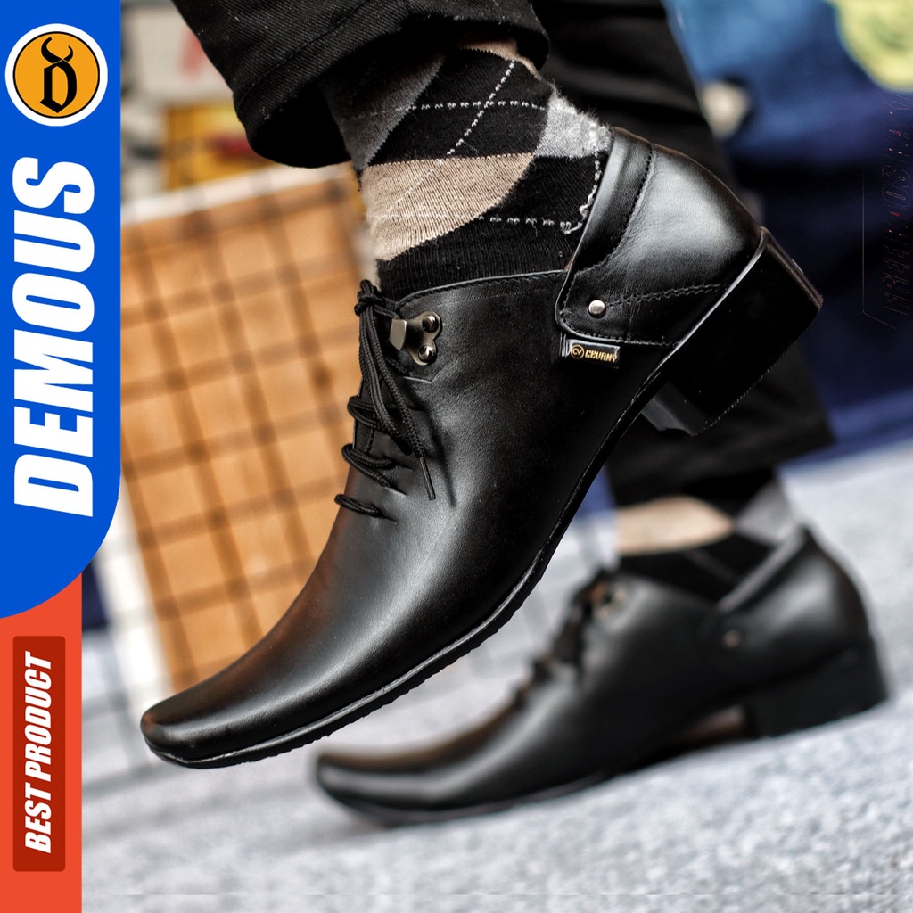 Sepatu Pantofel Pria Sepatu Formal Pria Kulit Asli Tali Sepatu Pantopel Hitam Kerja Kantor DEMOUS BONES