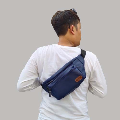 Tas Selempang Pria Cowok Laki-laki Casual Kasual Distro Keren dan Murah Warna Biru Bahan Kulit Sintetis untuk Jalan-jalan Traveling