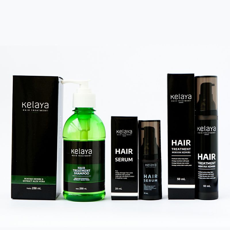 Promo Paket Komplit Kelaya 1 botol Shampo + 1 botol Minyak Kemiri + 1 botol Hair Serum Rambut
