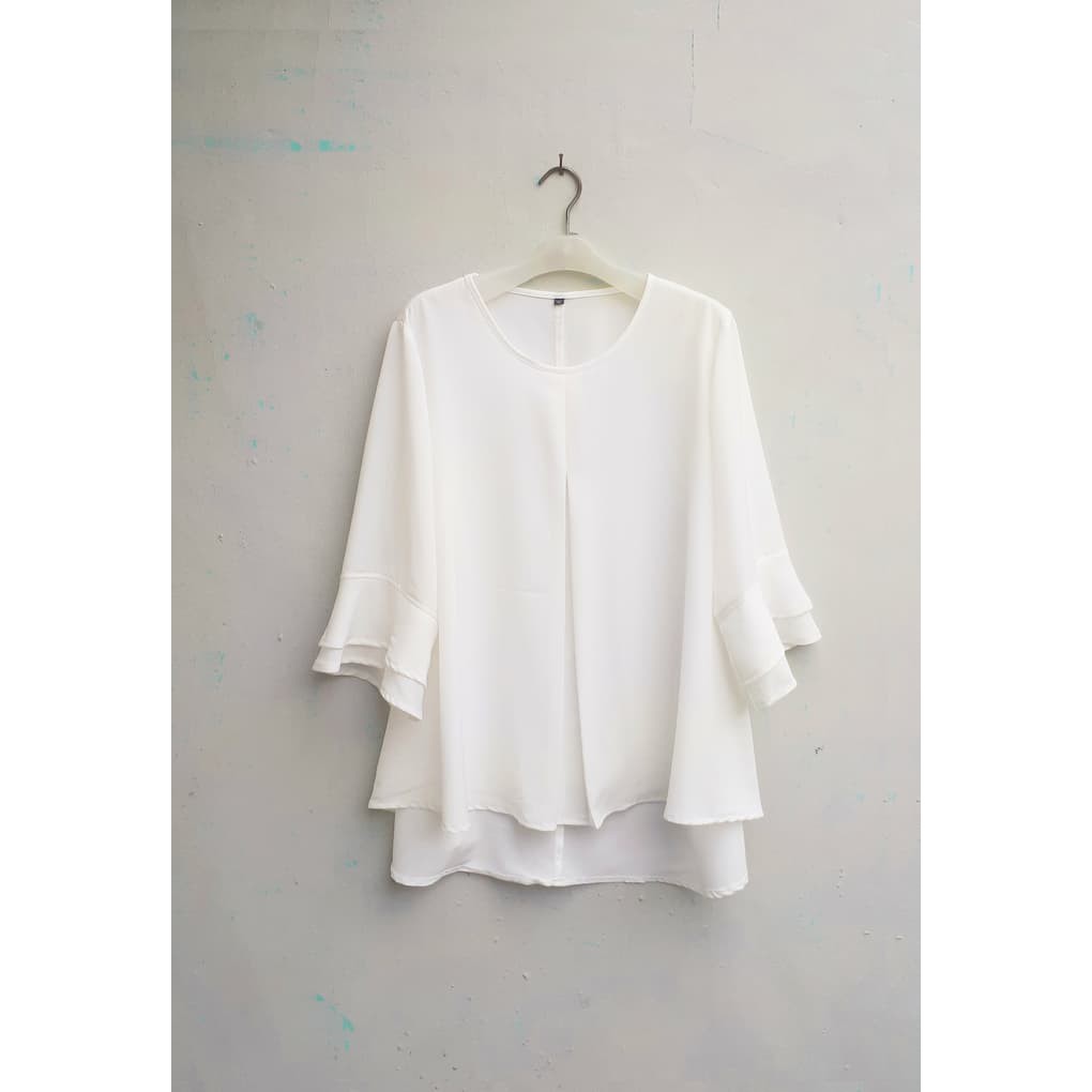Baju Wanita Jumbo Blouse Atasan  Big Size 4L Warna Putih Tulang