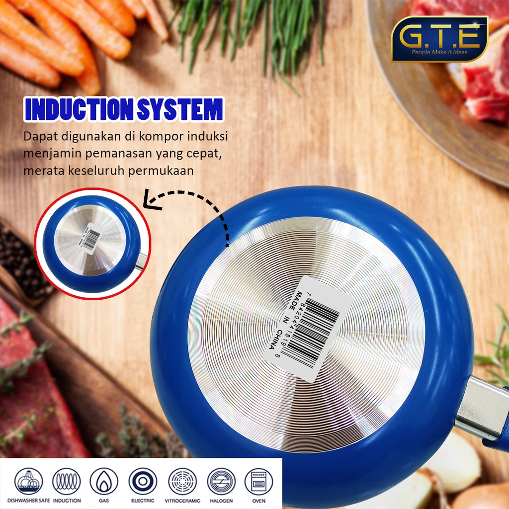 GTE| Frypan TEFLON Anti Lengket Diameter 18CM Granite Coating / Granite Wajan / Super Pan Wok 18 cm