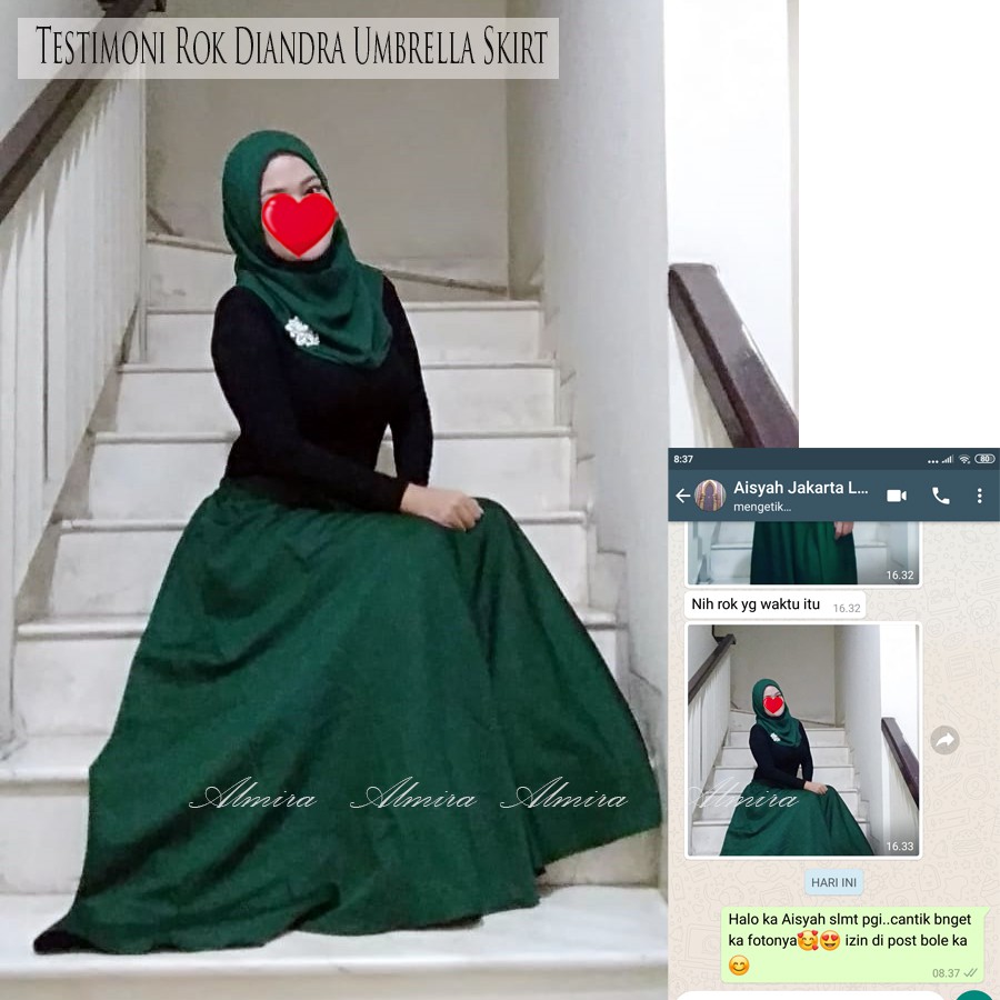 Griyaraditya Rok Panjang Wanita  Polos  Diandra Umbrella Skirt Rok Kerja Almira